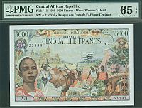 Central African Republic, P-11, 1980 5,000 Francs, A.2-53536, GemCU, PMG65-EPQ